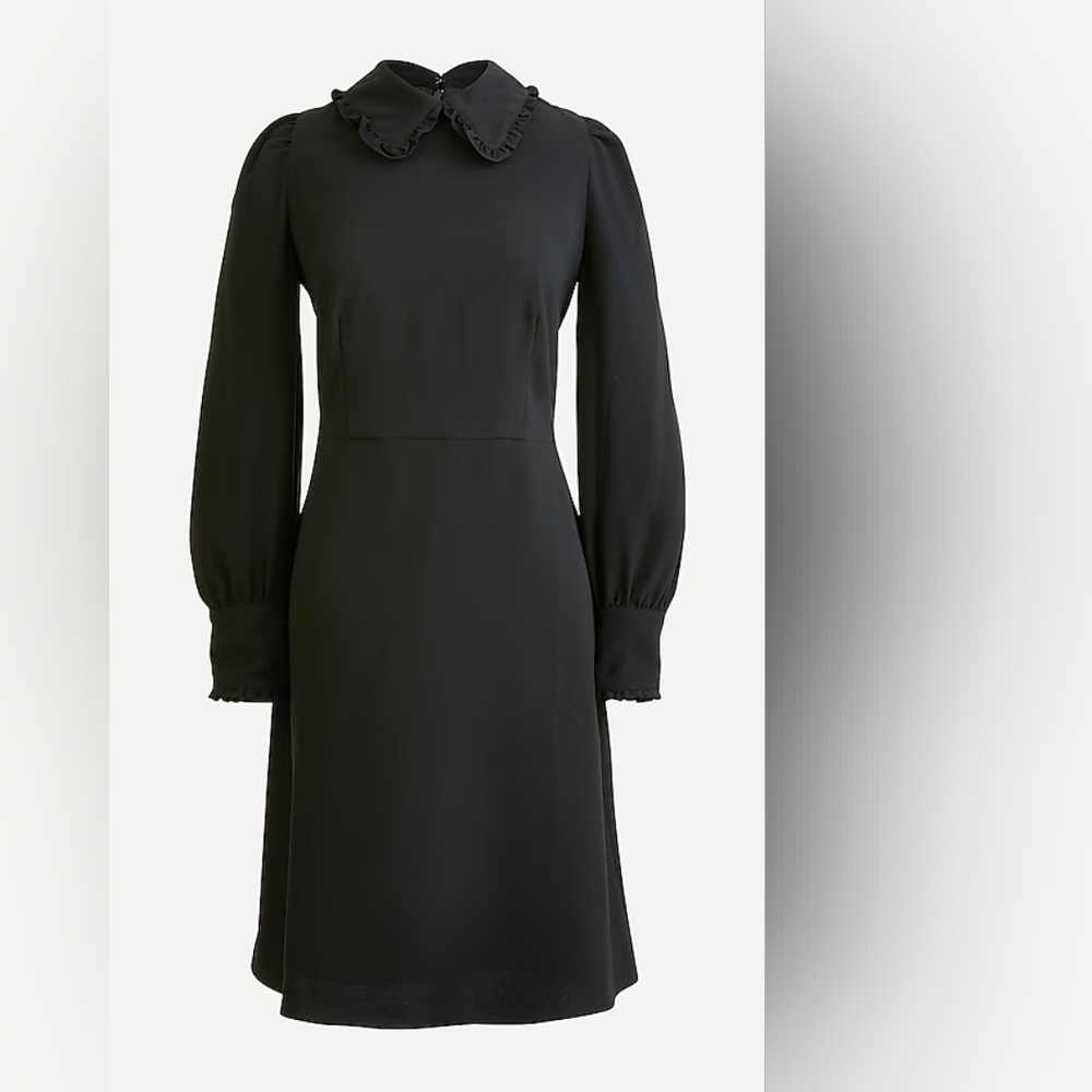 J. Crew Petite A-line dress with ruffle collar | 10 Petite | Black